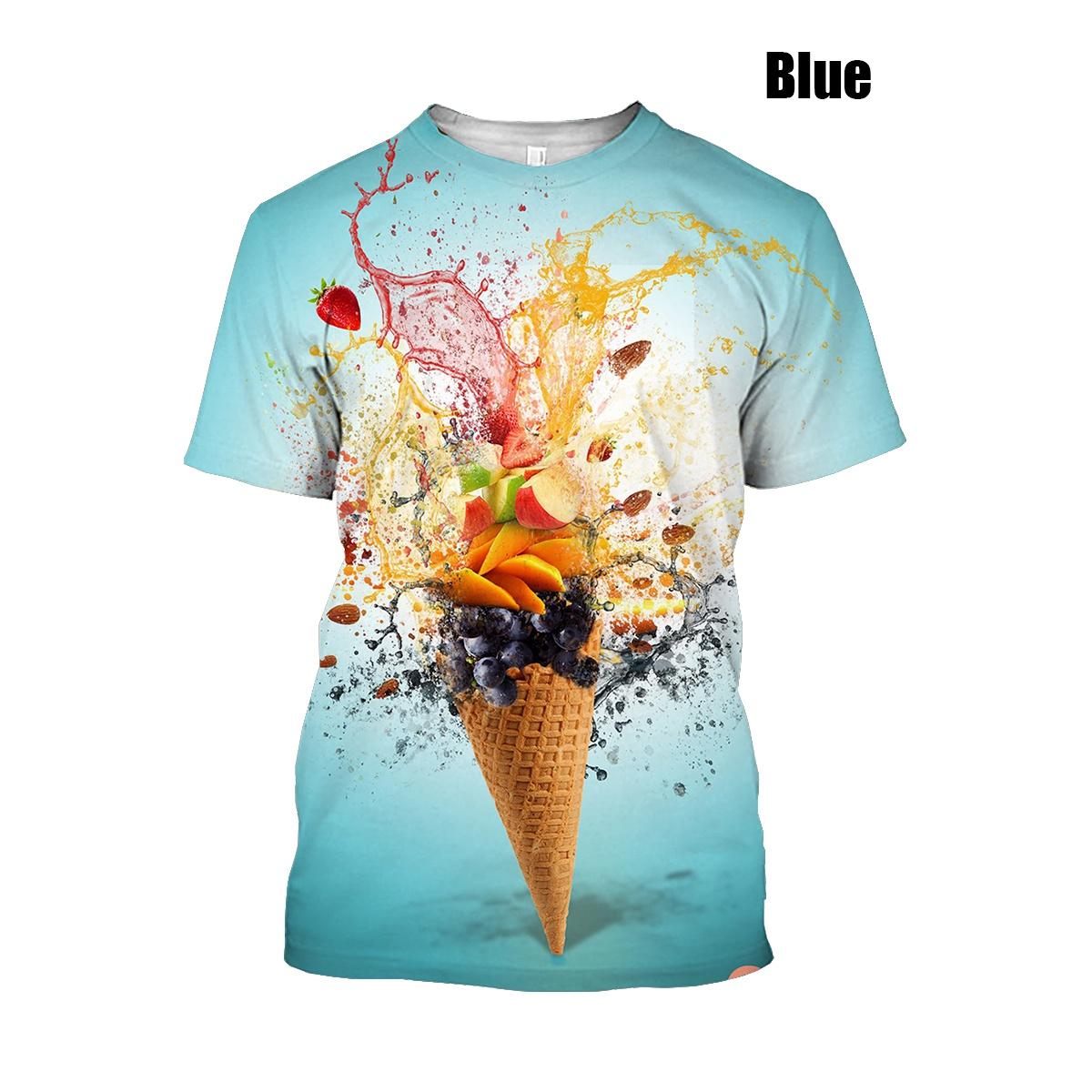 Xin nan zhuang Nieuwe Mannen Vrouw Zomer Nieuwe Mode IJs 3D Print T-shirt Zomer Straat Grappig Eten Hip Hop Punk Casual Top 6XL