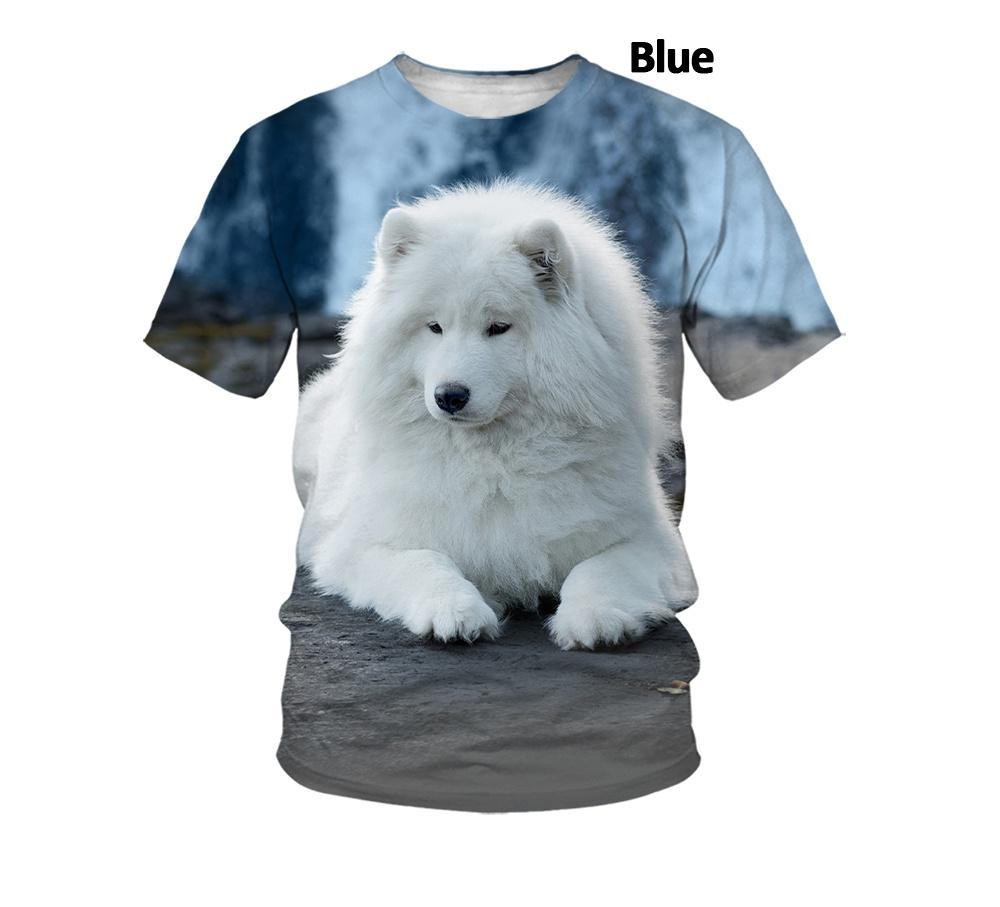 Xin nan zhuang Zomer Mannen Vrouwen 3D Afdrukken Samojeed T-shirt Leuk Ademend Comfortabel T-shirt Los Samojeed T-shirt 6XL