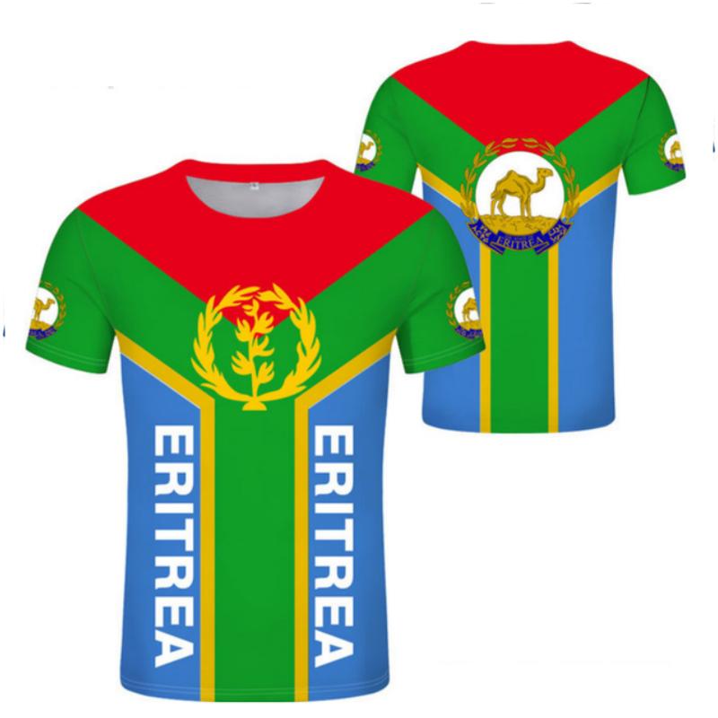 ETST 07 Eritrea Vlag T-shirt Heren T-shirt Korte mouwen T-shirt Gratis Aangepaste Naam Nummer De Staat Eritrea Jersey Sweatshirt Oversized XXXL