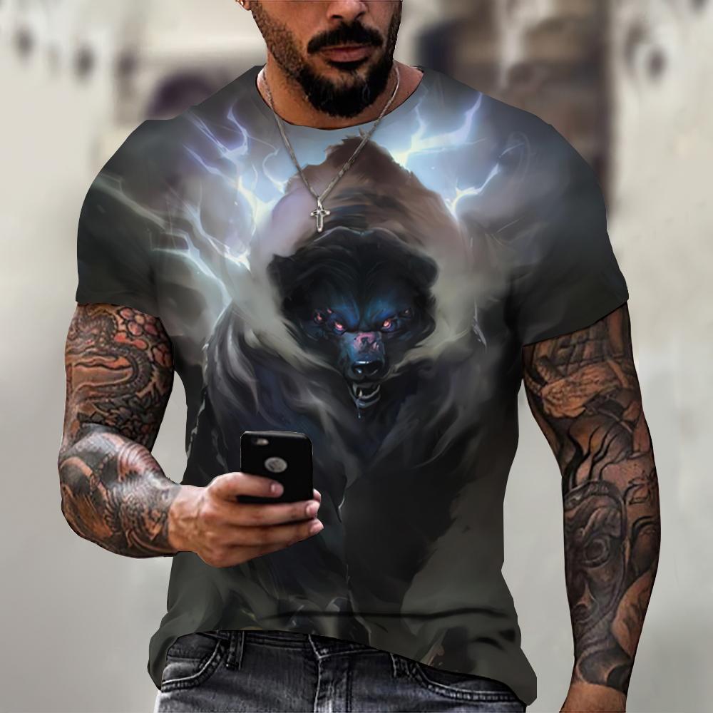 ETST WENDY 05 Wolf T-shirt Voor Mannen T-shirt 3D Print Wolf Grafische Korte Mouw Tops Straat Hip Hop T-shirt Oversized tee Shirt Mannen Kleding S