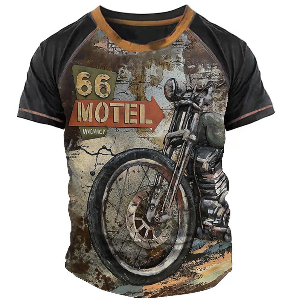 Xuhaijian02 Vintage motorfiets t-shirts voor mannen zomerkleding 3d grafische T-shirts streetwear korte mouw tops mannelijke motorfiets shirts tee L