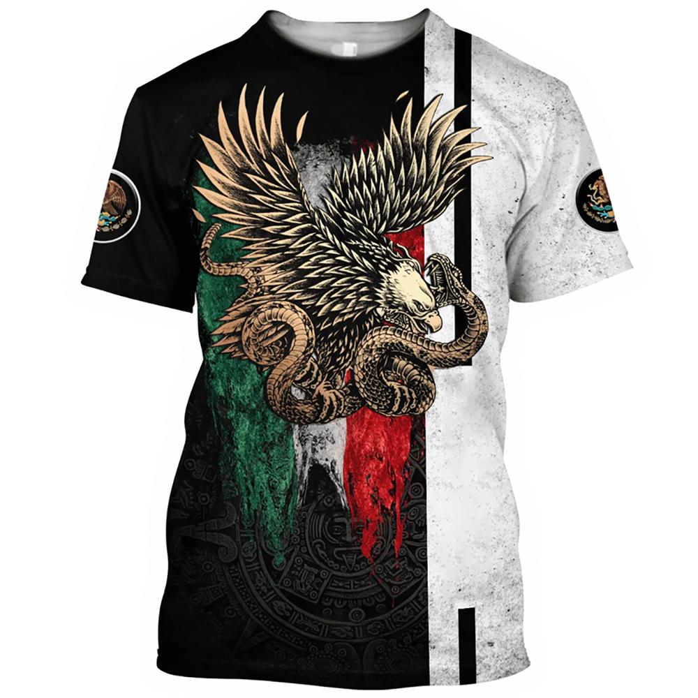 Baibao QIQI Zomer Mexico Eagle Print T-shirt voor mannen mode nationale vlag grafische korte mouw tees casual harajuku tops oversized T-shirt XXXL