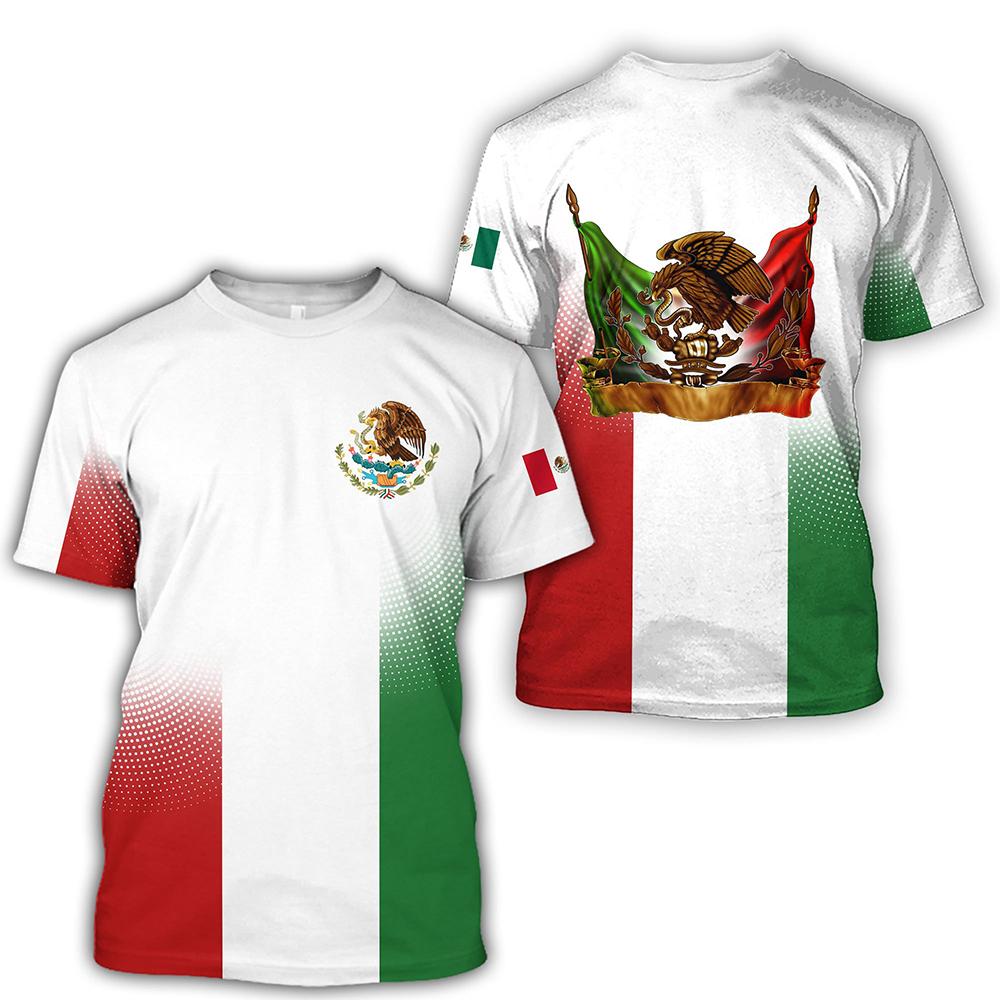 Baibao QIQI Heren T-shirts Mexico Nationale Vlag Print T-shirts Mode 3D-patroon Korte mouw Kleding Oversized T-shirt Mode Casual Top XXXL