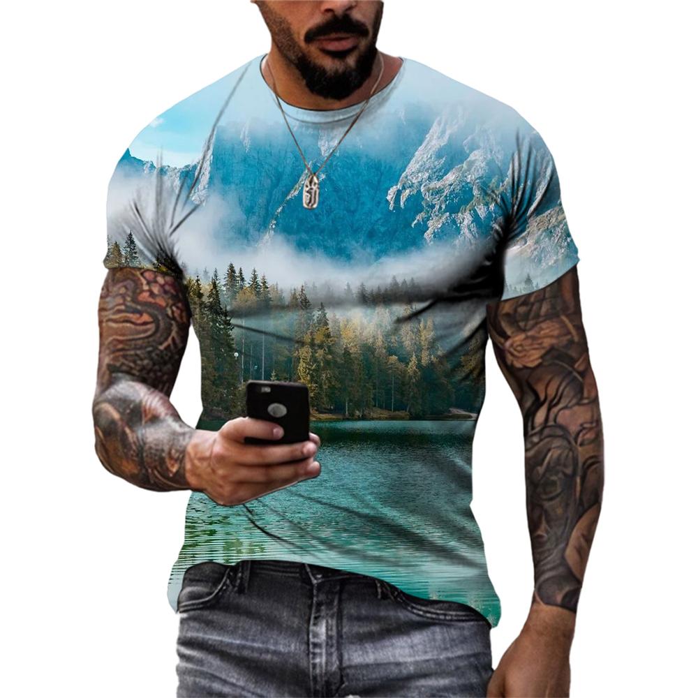 ETST WENDY 05 Mode Coole Stijl Natuurlijk Landschap Unisex 3D Bedrukte T-shirts Mannen Casual Persoonlijkheid Korte Mouw Straat Trend Zomer Tees Tops S