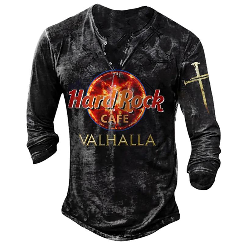 TIP723 Vintage Imitatie Katoen Hard Rock T-shirt 3d Biker Lange Mouw T-shirt Oversized Motorfiets Tops T-shirt Man Punk streetwear S