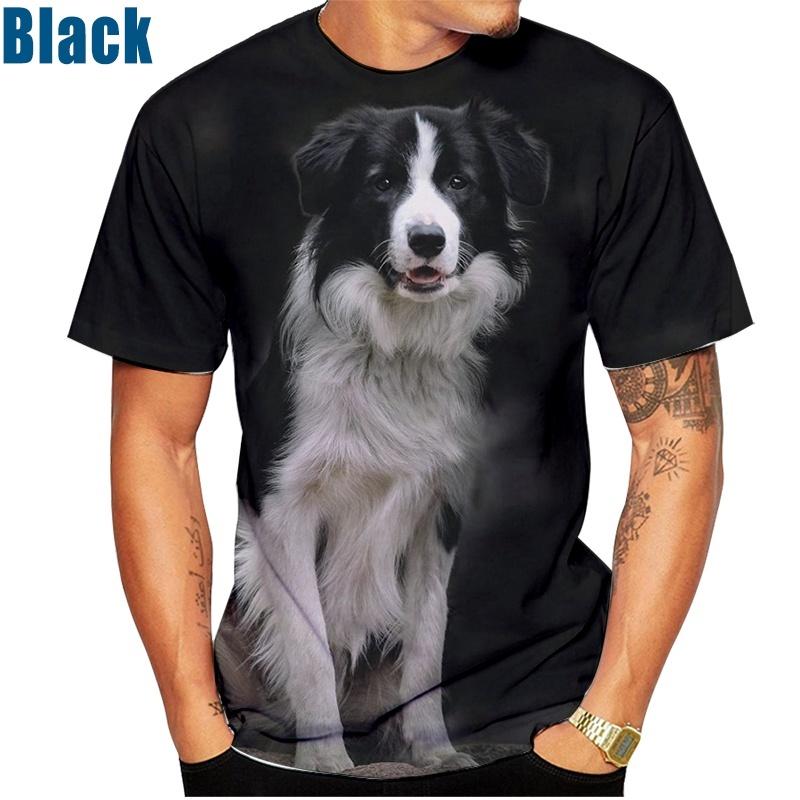 ETST 07 mode Unisex schattige hond 3D-printpatroon Tops Border Collie T-shirt Vrijetijdskleding Sport-T-shirt L