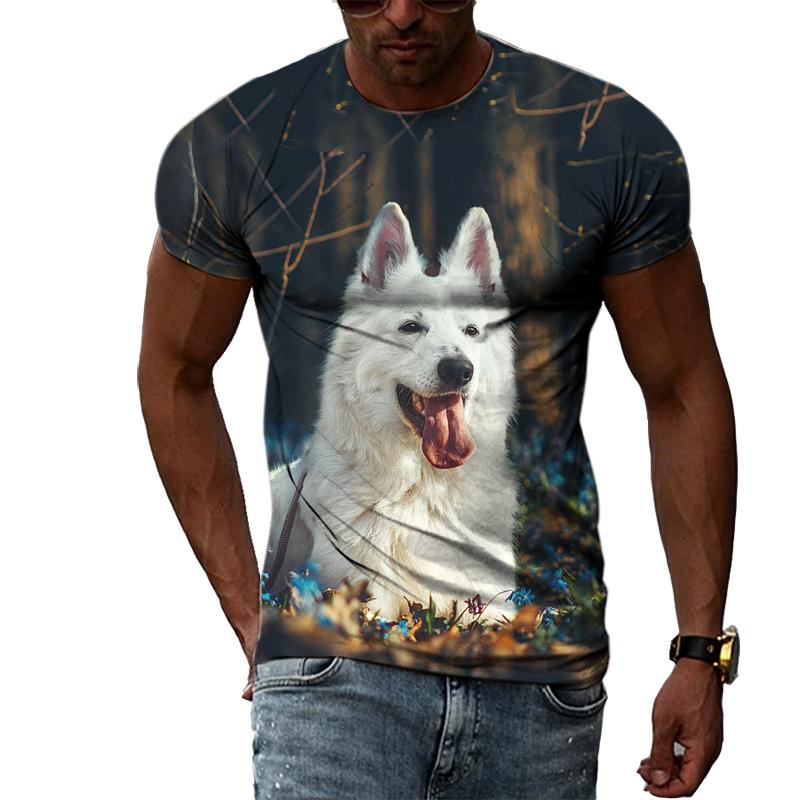 ETST 03 Zomer Mode Creatief Beeld Heren T-shirt Huisdier Hond Dier Puppy Persoonlijkheid String Cool Ronde Hals Top met korte mouw Asian size 6XL