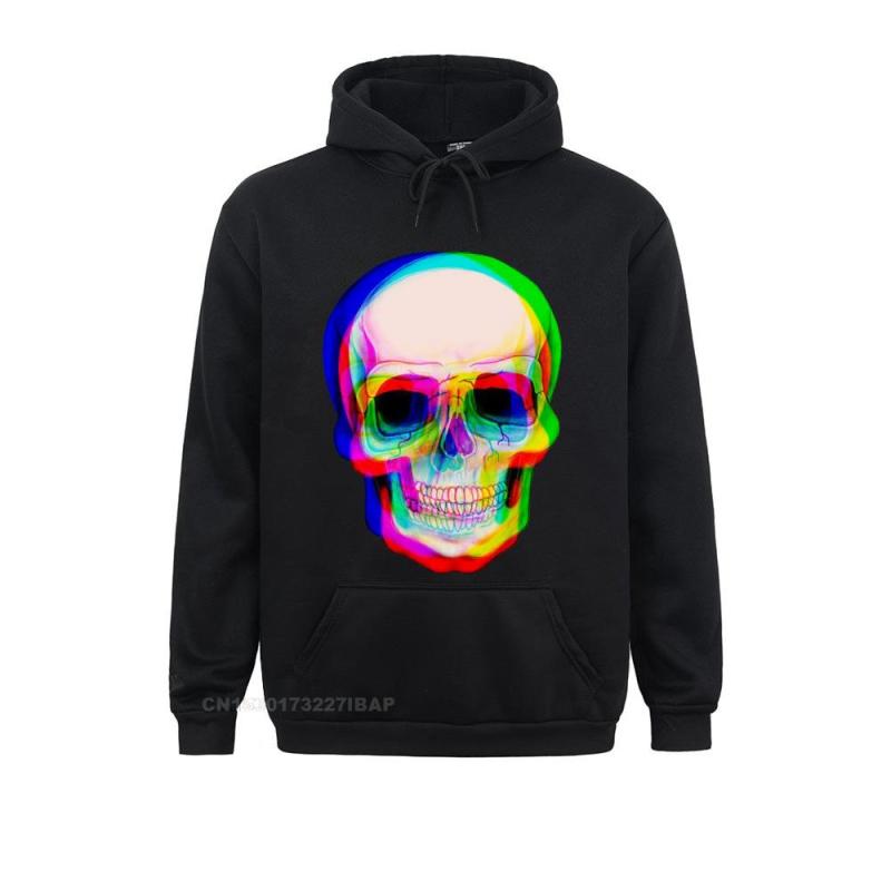 Xuhaijian02 Vaporwave Neon Skull Techno hipster hooded trui esthetische schedel aquarel regenboog ruimte schedel grappige t-shirt voor mannen camisa XXXL