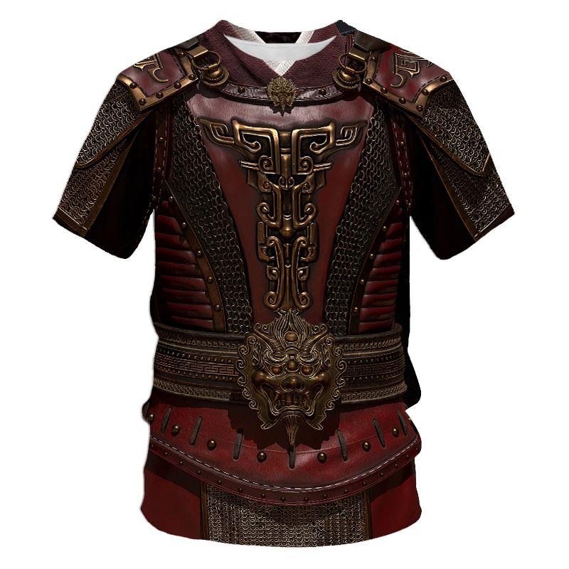 ETST 07 Middeleeuwse pantser T-shirts Knight Armor 3D gedrukte streetwear mode oversized T-shirt cosplay kinderen tees tops kleding mannen vrouwen XL