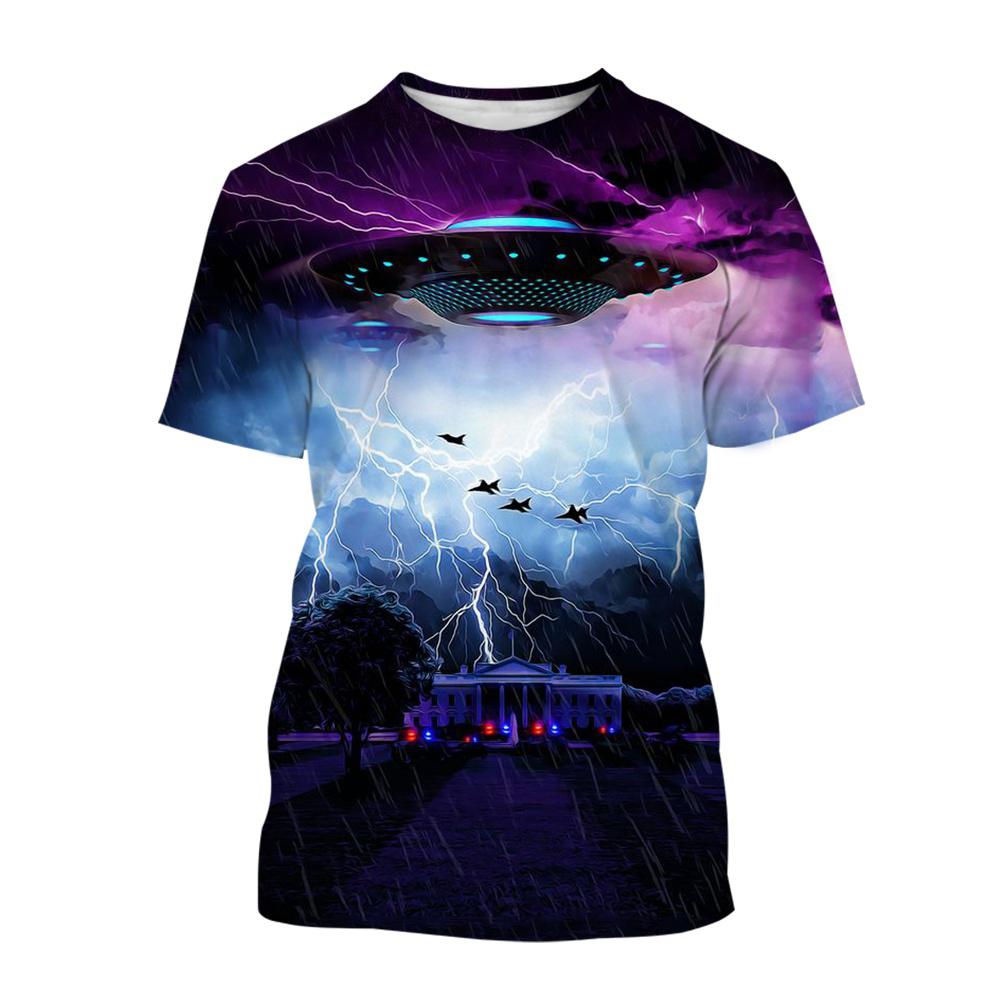 ETST 07 Zomer Interesse Alien Ruimteschip grafische t-shirts Mannen Mode Casual Hip Hop Persoonlijkheid Gedrukt Korte Mouw streetwear Tees Top S