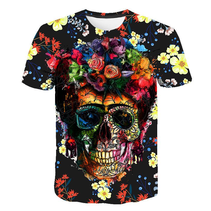 WowClassic 3D Digitale Print Mannen O Hals Tops Man Skelet Hoofd Patroon Zomer T-shirt Plus Size S