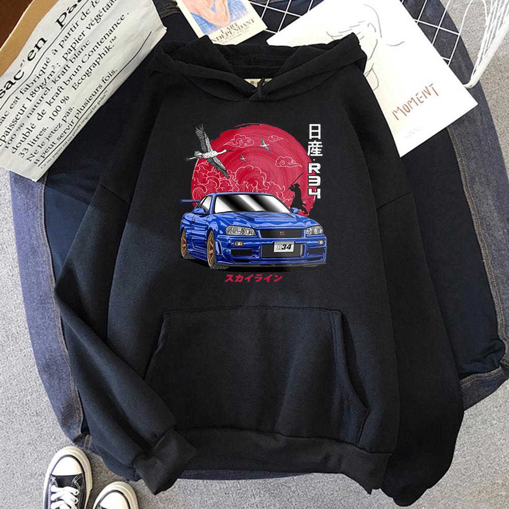 Boutique sports suit series 2 Japanse Streetwear Anime Mannen Sweatshirts voor JDM Auto Skyline GT-R R34 Initial D Hoodie Casual Lange Mouw Tops Oversized Hoody S