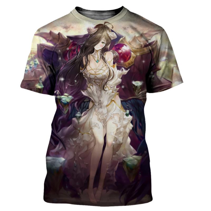 Baibao QIQI Albedo Sexy Meisje Korte Mouwen T-shirt voor Mannen Vrouwen Zomer Casual Overlord Anime T-shirt Mode Harajuku O-hals Tops tees 6XL