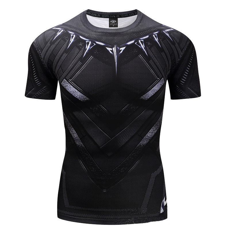 Rocacorp Compressieshirt voor heren, 3D-bedrukte T-shirts, hardloopbroek, sportkleding met korte mouwen, trainingskleding S