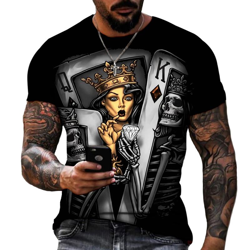 ETST 03 Heren T-shirt met korte mouwen Gothic Dark Skeleton Horror Style Zeer goede kwaliteit Lycra Polyester Tees Oversize S-5XL Vet shirt 5XL