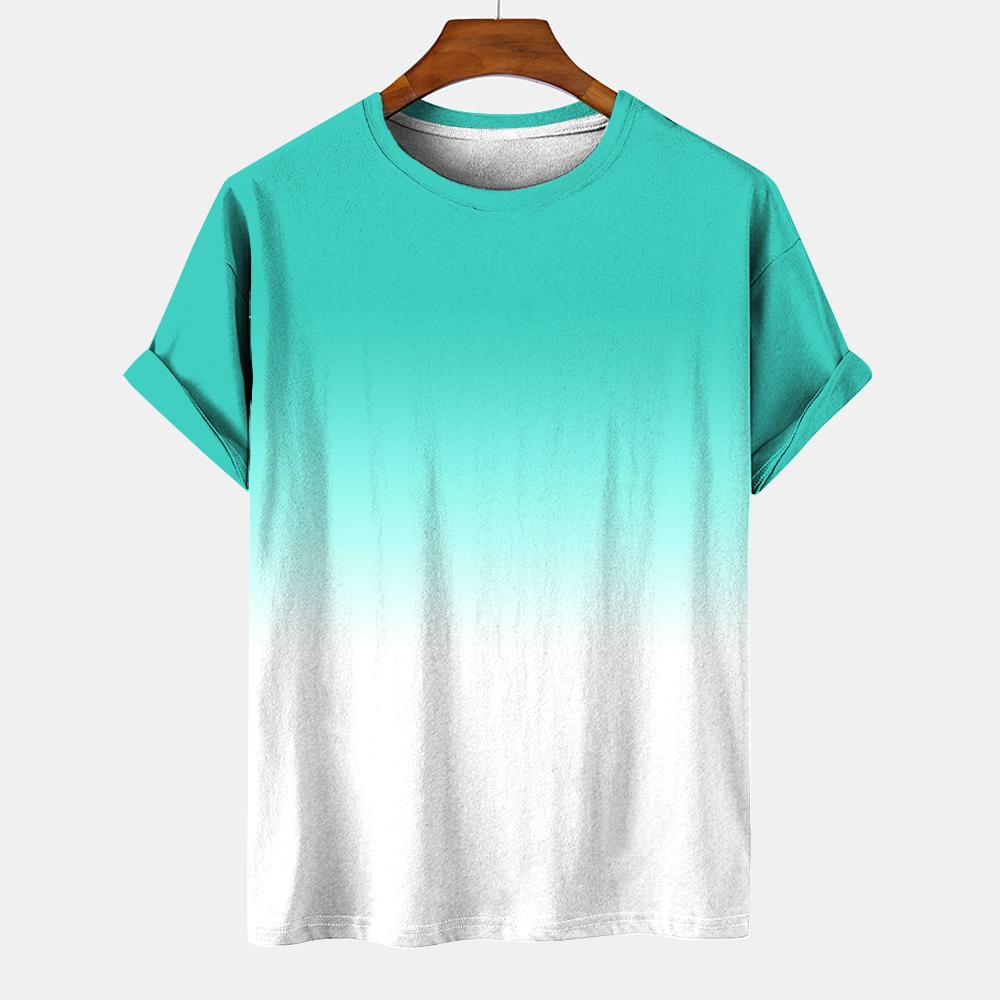 Nihao Eenvoudig Heren T-shirt Gradiënt Bedrukking Nieuwe Straat Korte Mouw Los Oversized Shirt Alledaags Casual Top O-hals Herenkleding 3XL