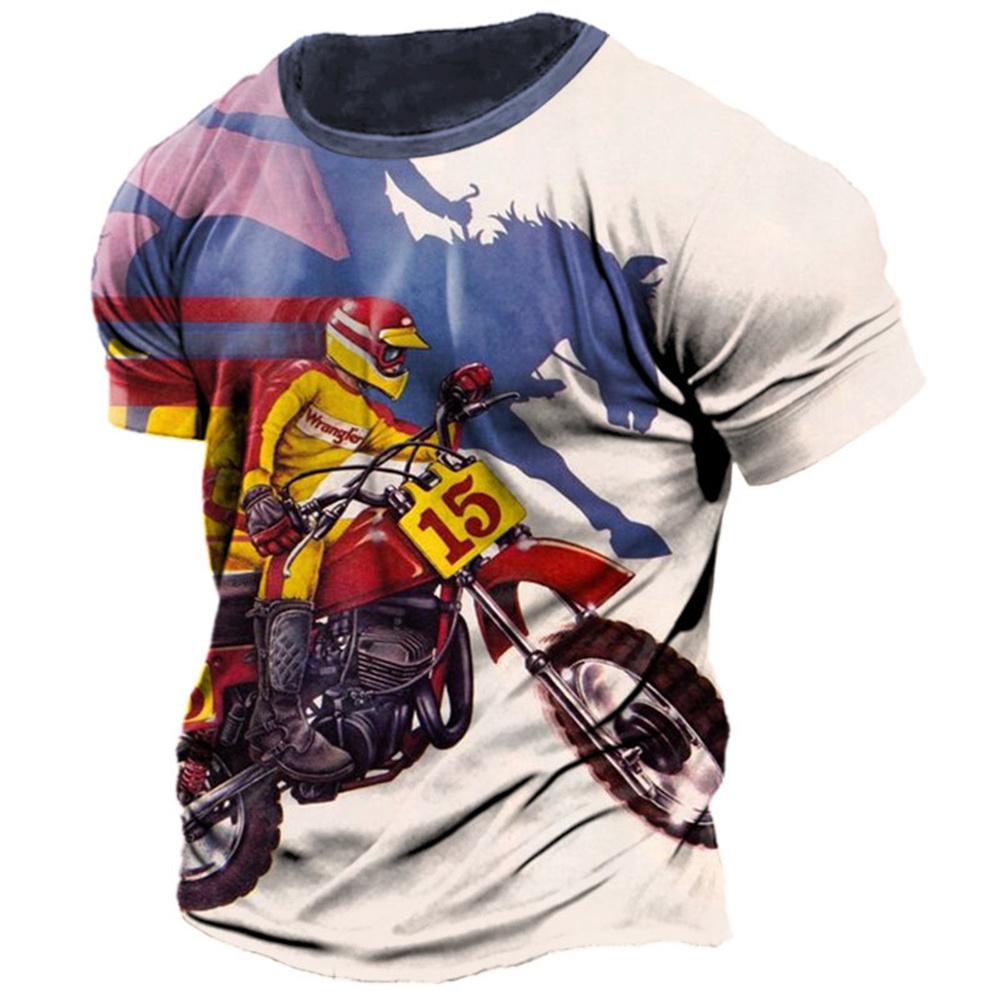 ETST WENDY 005 Vintage Motorfiets T-shirts Voor Mannen 3D Racing Losse Korte Mouw Tops Streetwear Mannen Biker T-shirt Oversized Tee Shirts 6XL 3XL