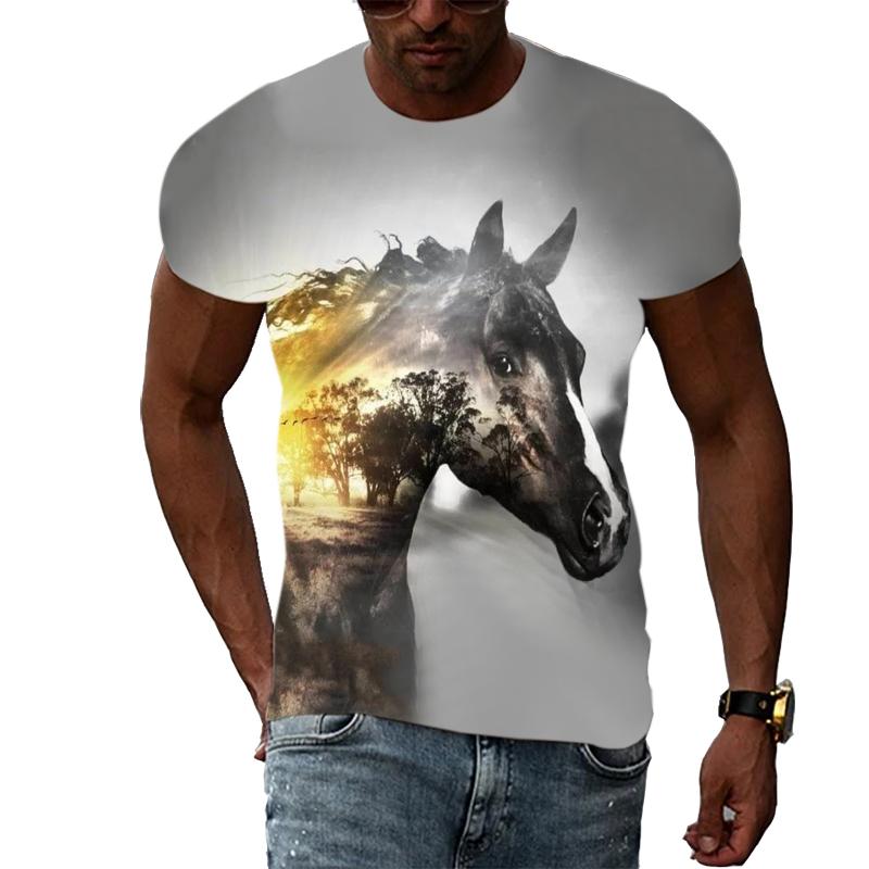 ETST WENDY 05 Nieuwe 3D Dier Paard grafische t-shirts Voor Mannen Zomer Casual Hip Hop harajuku stijl t-shirt Mode Gedrukt trendyol mannen winkel S