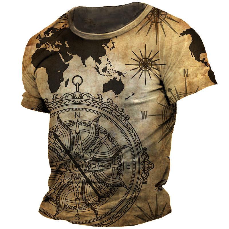 ETST WENDY 005 Zomer Vintage T-shirt Voor Mannen Oversized T-shirts Boot Anker Patroon O Hals Losse Korte Mouw Top Casual Herenkleding 6XL XL