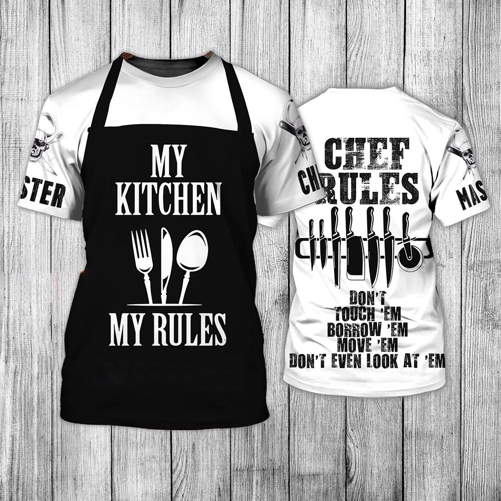 ETST WENDY 005 Zomer Heren T-shirt Oversized Kleding Chef Keuken Gereedschap Print Top Street Fashion Los Casual T-shirt Voor Mannen Camisa 2XL