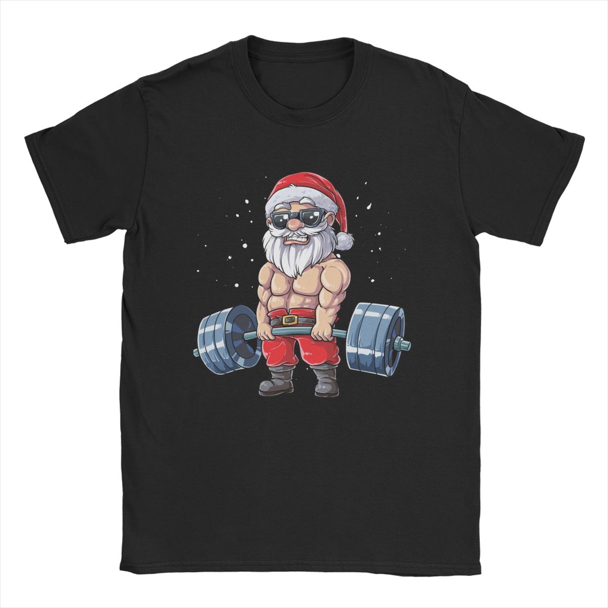 Kukebang Fitness Kerstcadeau Leuke Kerstman Vintage T-shirts Deadlift Gym Kerst T-shirts Crewneck Kleding Grappig cadeau S wit