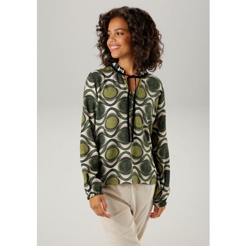 Aniston CASUAL Blouse zonder sluiting met trendy gekleurde, grafische print