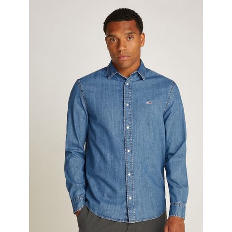 TOMMY JEANS overhemd RGLR FIT SHIRT MID BLUE