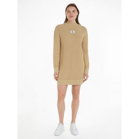 Calvin Klein Gebreide jurk WASHED MONOLOGO SWEATER DRESS