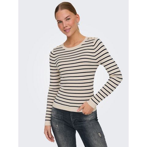 Only Gebreide trui ONLMILA LS STRIPE BUTTON O-NECK CC KNT