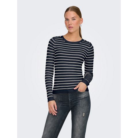 Only Gebreide trui ONLMILA LS STRIPE BUTTON O-NECK CC KNT