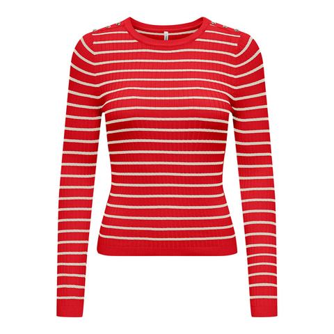 Only Gebreide trui ONLMILA LS STRIPE BUTTON O-NECK CC KNT