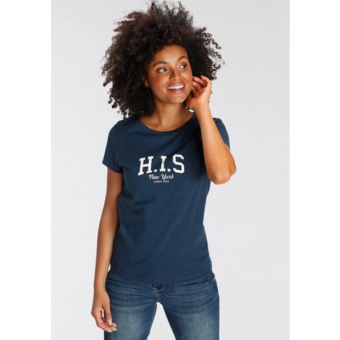 H.I.S T-shirt bedrukt, voor vrije tijd, van katoen