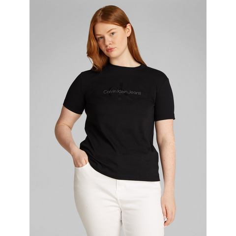 Calvin Klein Jeans Plus T-shirt PLUS GLOSSY MONOLOGO REGULAR TEE met glanzende print, in grote maten