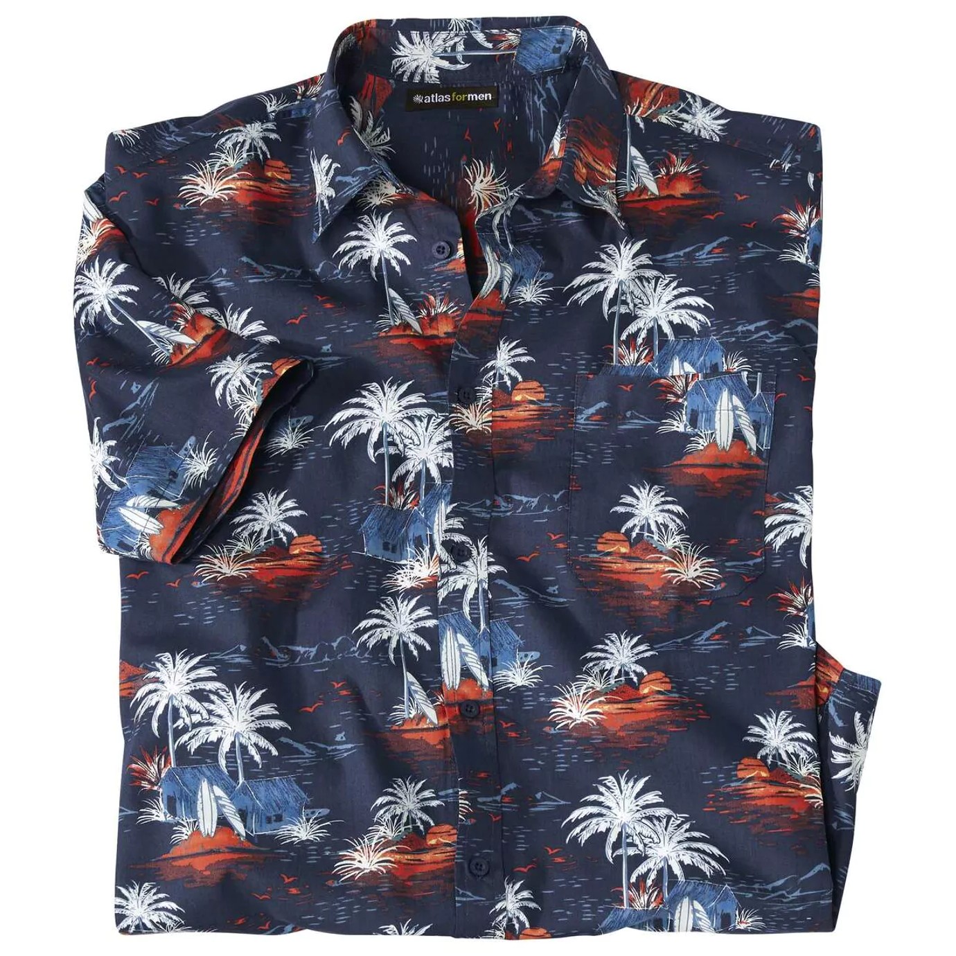 Atlas For Men Heren palmprint poplin overhemd