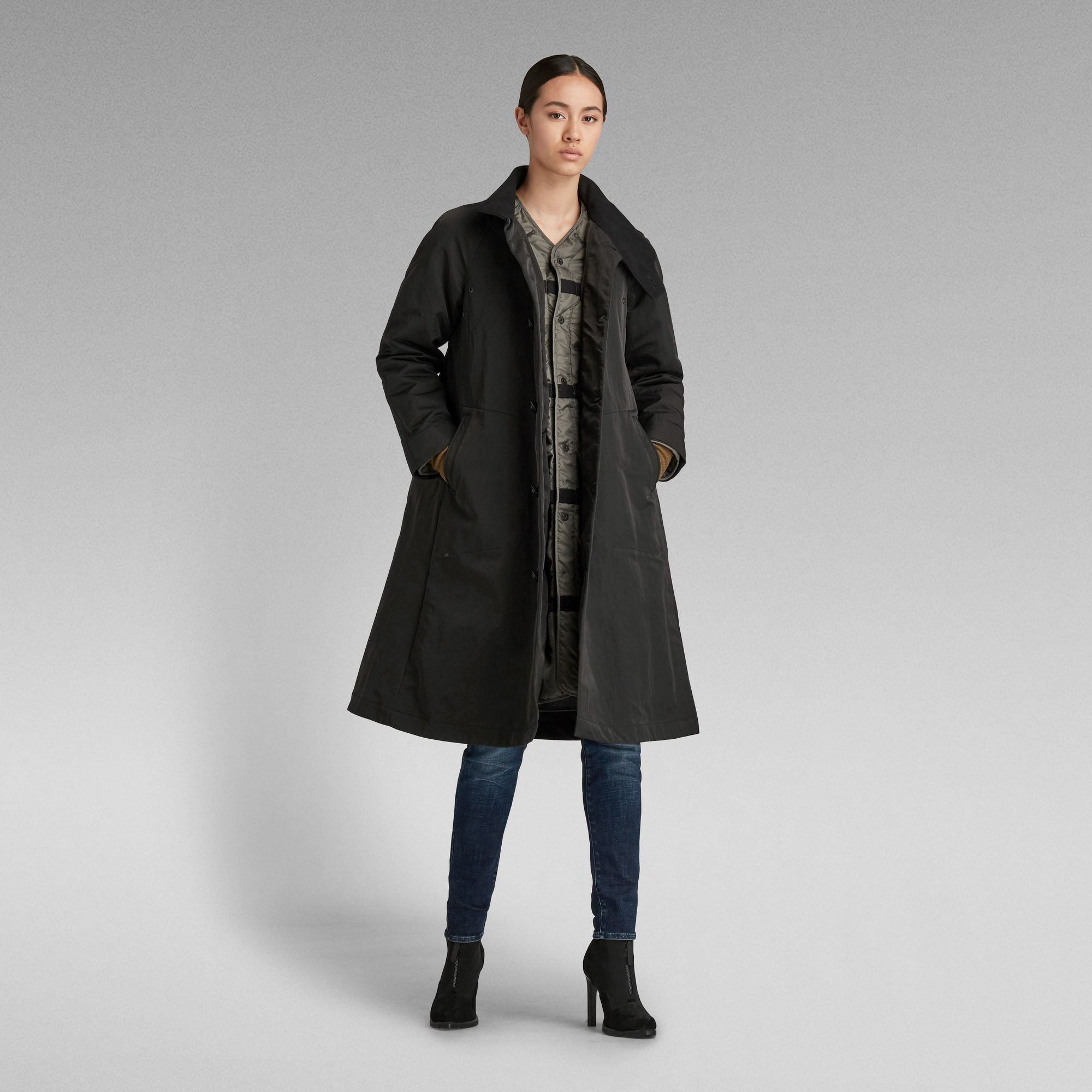 G-Star RAW Stand Up Collar 2 In 1 Trenchcoat - Zwart - Dames