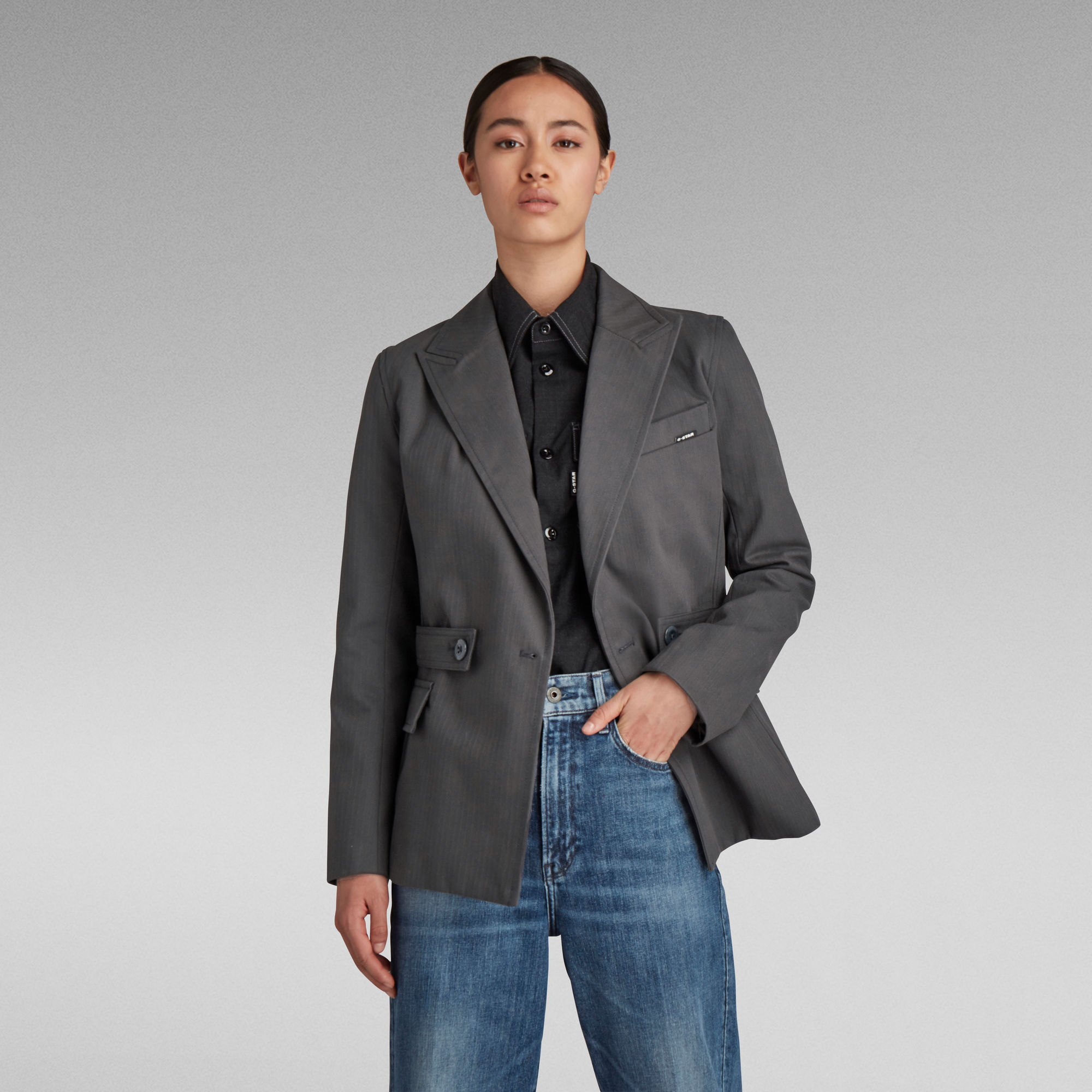 G-Star RAW Slim Blazer met Dubbele Knopenrij - Grijs - Dames