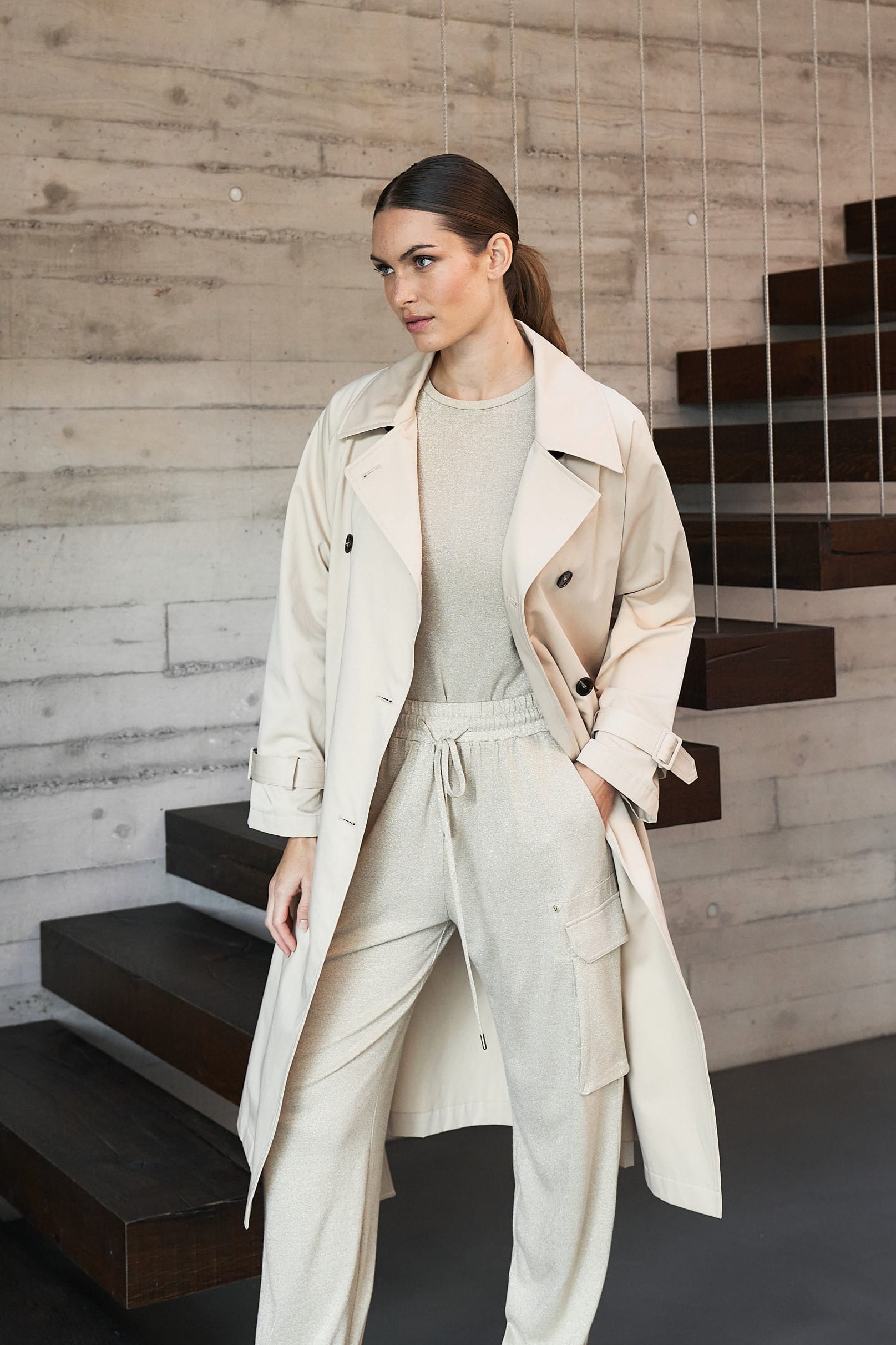 MARC AUREL Trench-Coat aus schimmerndem Baumwoll-Mix