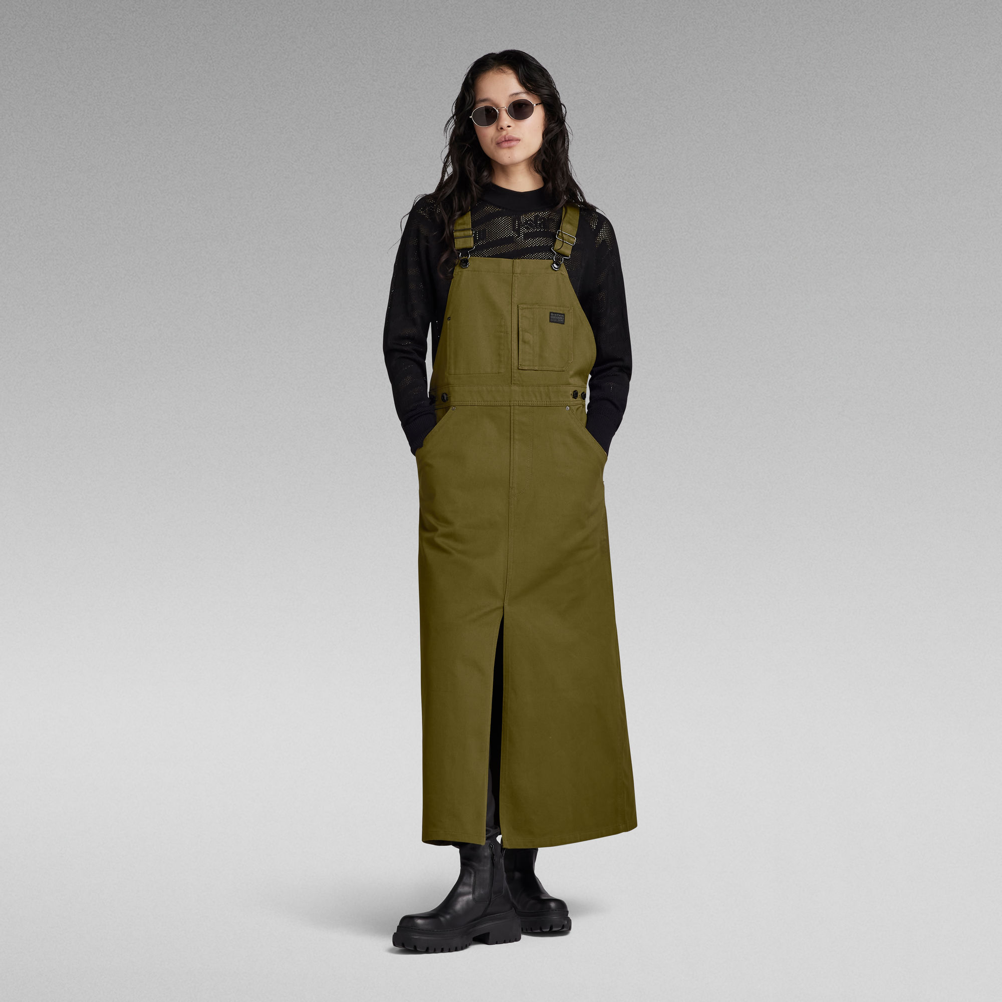 G-Star RAW Mouwloze Jurk Dungaree - Groen - Dames