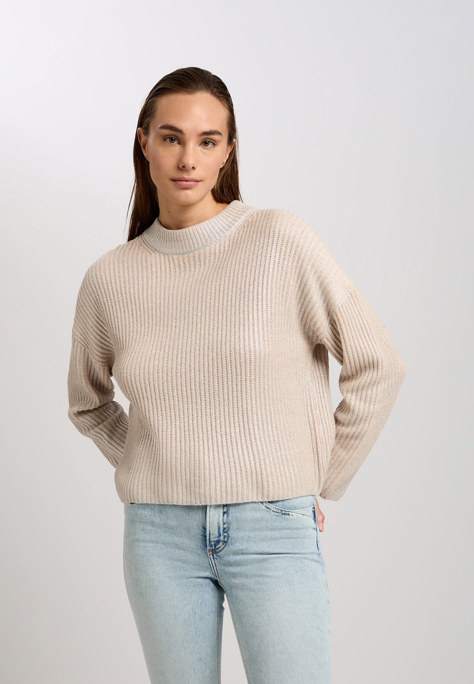 MARC AUREL Pullover mit Metallic-Beschichtung