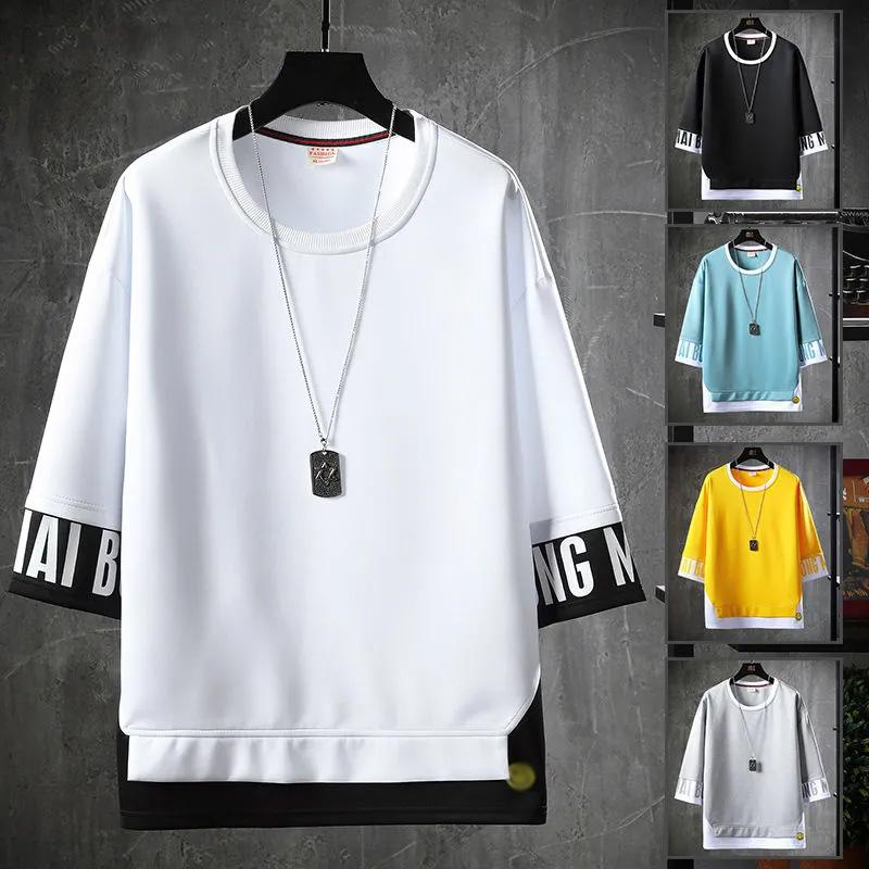 VIYOO Hip Hop T Shirt Heren Mode Losse Pullover Streetwear Casual Top Sweatshirt Met Korte Mouw Mannen Coole Zomer T-Shirts M wit