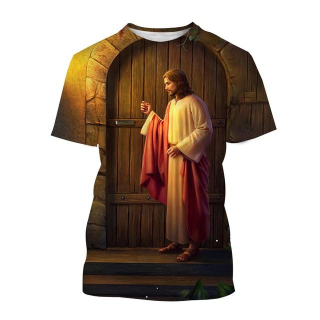 Baibao QIQI Zomermode 3D Christian Jesus Gedrukt T-shirt Oversized God Faith Grafische Korte Mouw Voor Mannen Vintage Y2K Academia Esthetische Kleding 6XL