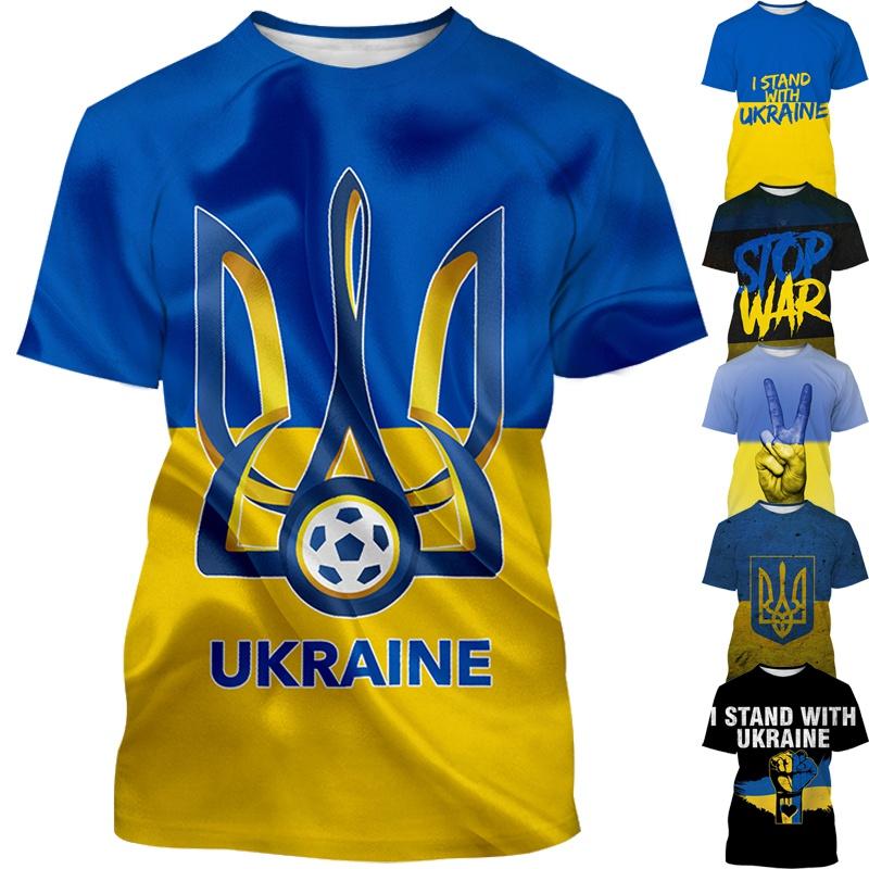 Factory Outlet Clothing Zomermode Casual Cool Nationale Vlag Heren 3D Bedrukte Ronde Hals Korte Mouw Tops T-shirts M blauw