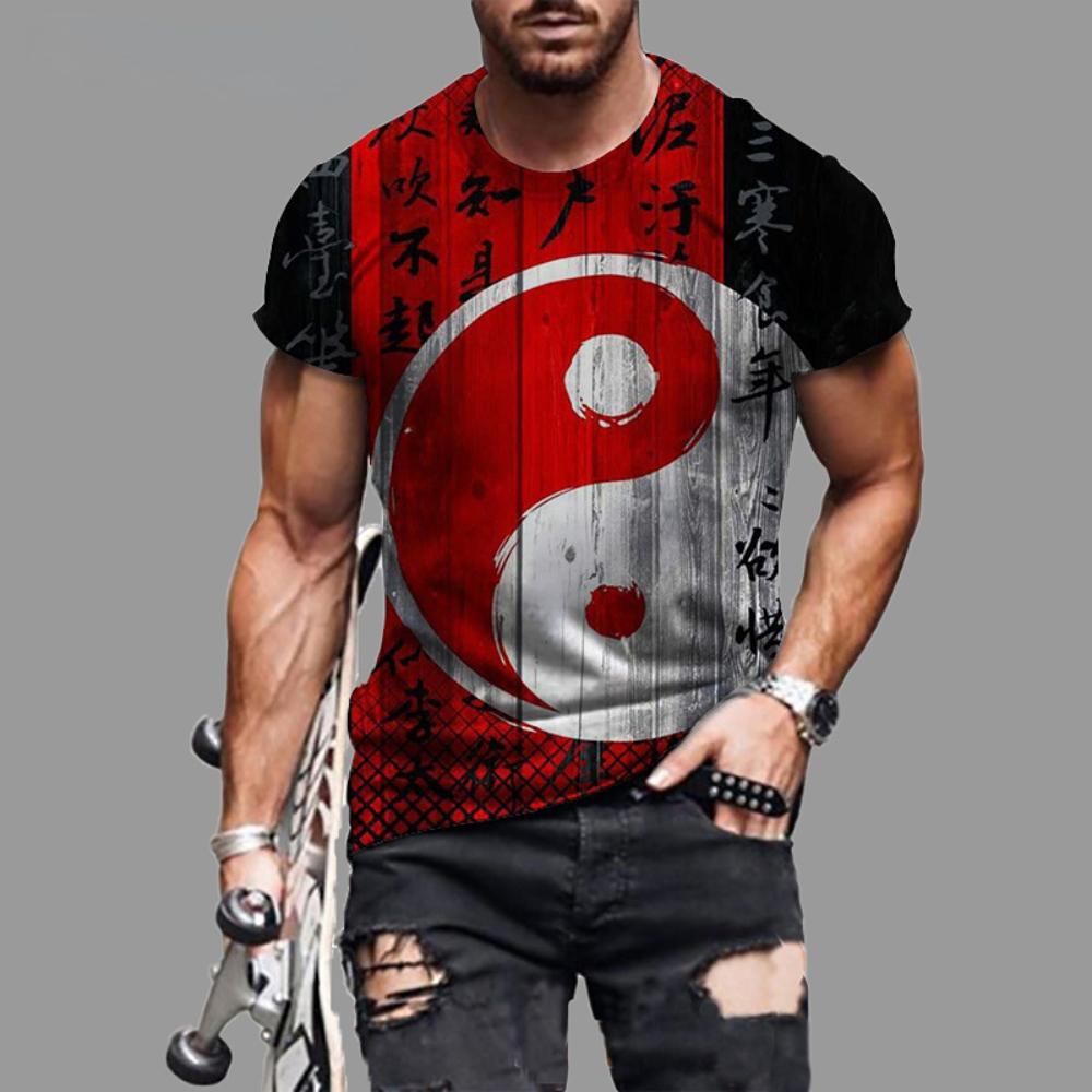 Xr 01 3D Tai Chi Yin Yang bedrukt mannen T-shirt, Street Fashion persoonlijkheid, interessante vintage zomer ronde hals plus shirt2023 S