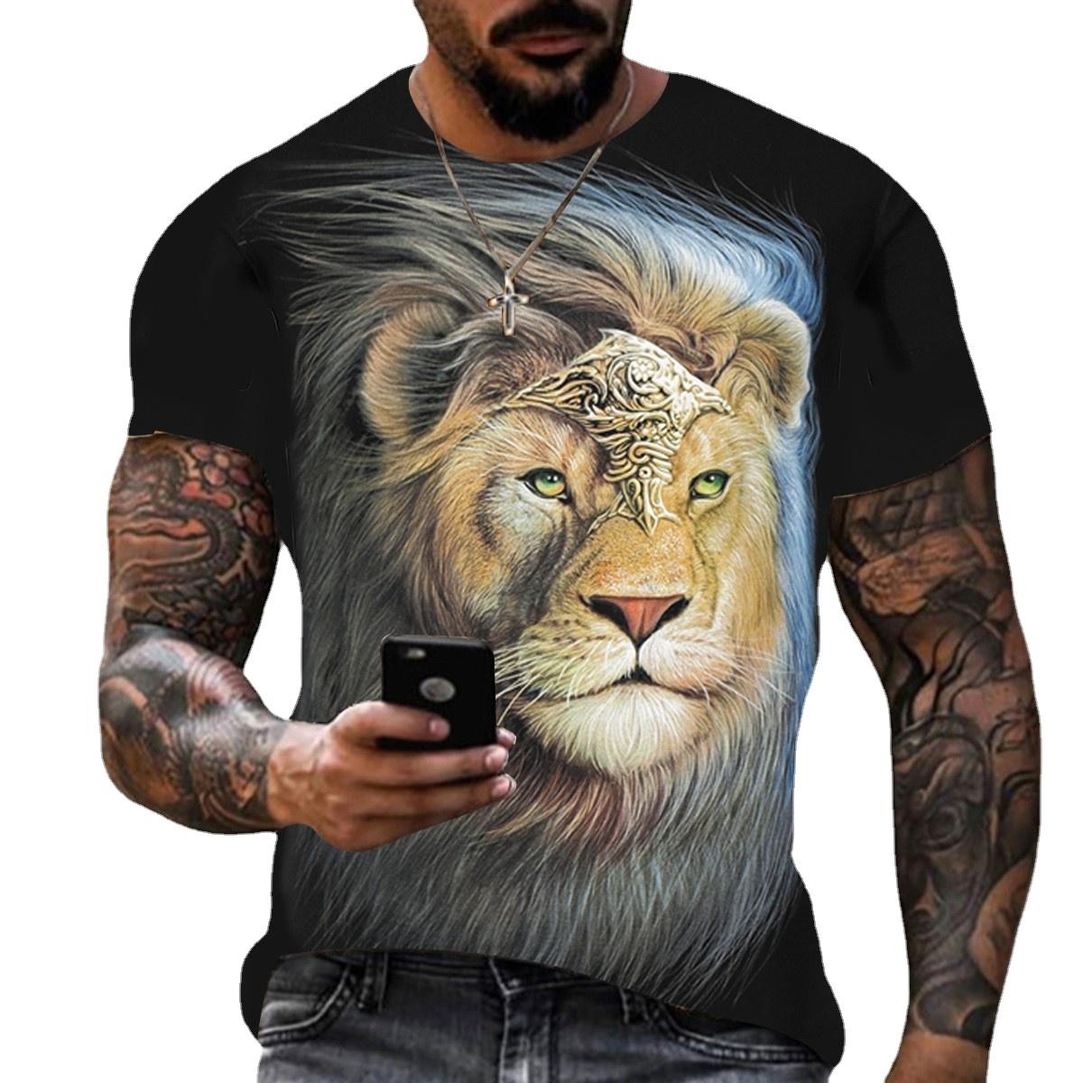 ForYourBeauty Lente Zomer Tops Mannen Plus Size Kleding Dier 3D Print T-shirt Wolf Patroon Tees O Hals Korte Mouw Top ademende Man Shirts S