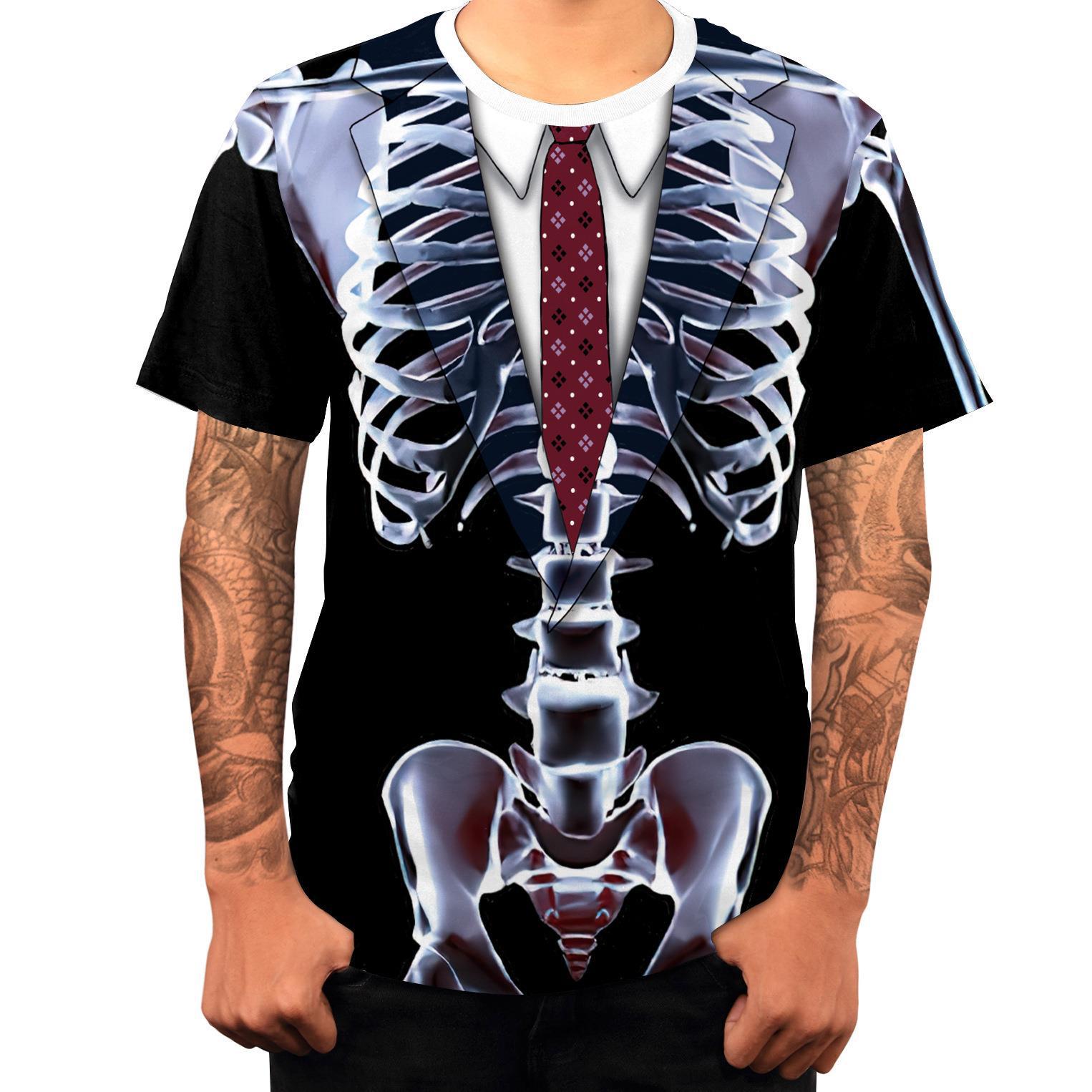 ForYourBeauty Halloween Horror Schedel Zomer Heren T-shirt 3D Print Losse Ronde Hals Korte Mouw Tops Heren S