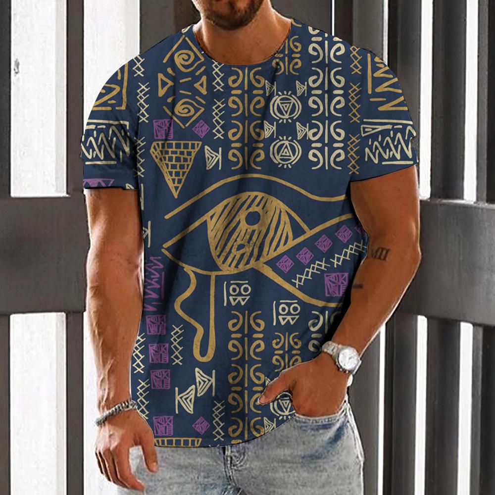 ETST 07 Vintage T-shirt herenkleding Egyptisch patroon Print Harajuku Top Zomer T-shirt met korte mouwen Mode Streetwear Oversized T-shirt 3XL