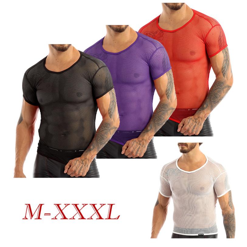 Ranrann Heren Mesh Tops met korte mouwen Gym Wear Spier T-shirt Sport T-shirts M wit