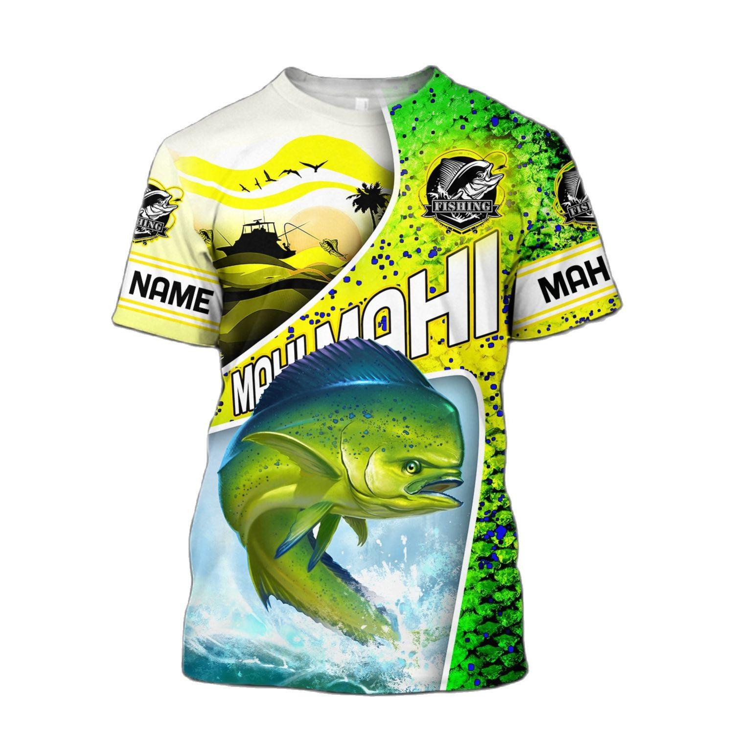 Kukebang Dagelijks Seaside Heren Vissen 3D-bedrukte kleding Korte mouwen Modieus Casual Sport Sneldrogend T-shirt S