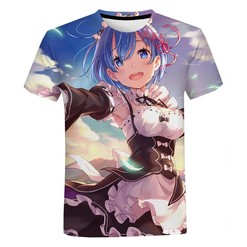 Baibao QIQI Anime Re Zero 3D Print T-shirt voor Mannen Vrouwen Zomer Casual Oversized T-shirt Mode Harajuku Straat Ronde Hals top XXXL