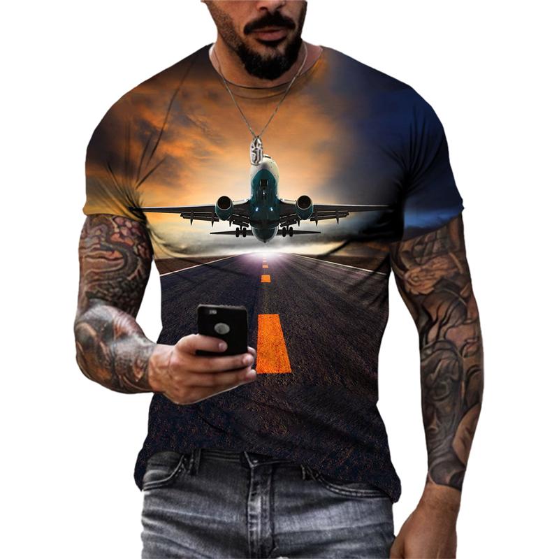 ETST WENDY 05 Mode Nieuwe 3D Gedrukt Vliegtuig grafische t-shirts Voor Mannen Zomer Trend Casual Fun Ronde Hals Korte Mouw streetwear Tees Tops S